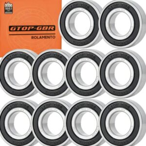 kit 10 rolamentos gbr 6205 2rs c3 aço 25x52x15mm para linha agrícola industrial