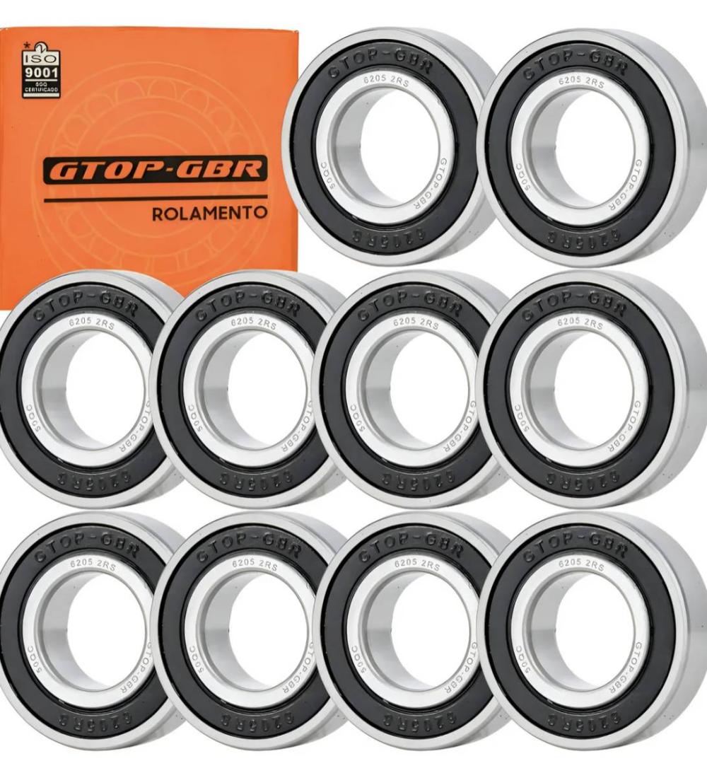 kit 10 rolamentos gbr 6205 2rs c3 aço 25x52x15mm para linha agrícola industrial kit 10 rolamentos gbr 6205 2rs c3 aço 25x52x15mm para linha agrícola industrial